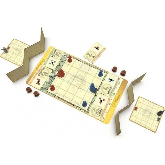Onitama Light and Shadow Expansion The box art for the Onitama: Light and Shadow expansion, showing a ninja pawn on the game board with a new move card.