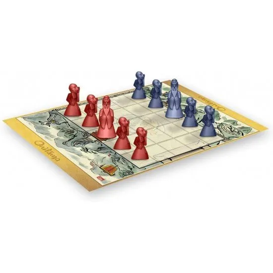 Onitama Board Game The box art for the board game Onitama, showing a game board with pawns and stylized movement cards.