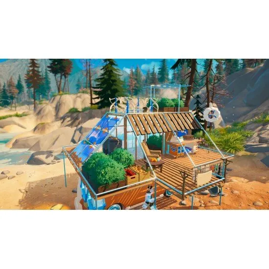 Outbound PC box art featuring a modular electric camper van in a lush, colourful landscape