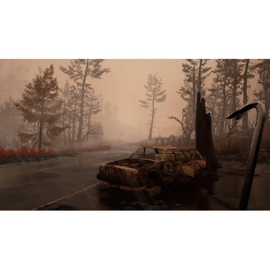 The box art for the game Pacific Drive on PS5, showing a rusty station wagon driving down a road at night with glowing anomalies in the background.