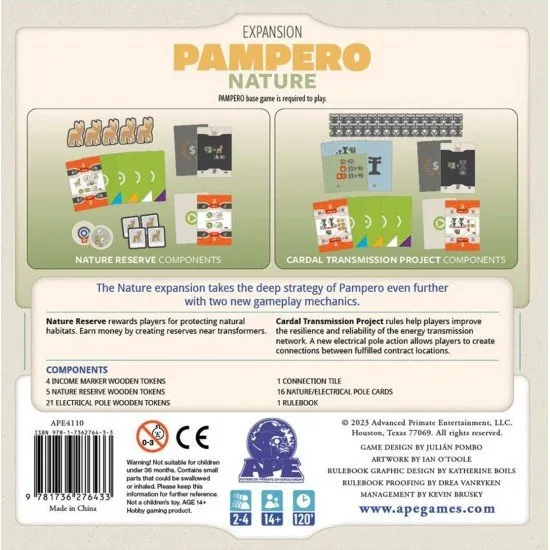 Pampero: Nature expansion box cover showing natural habitats and electrical infrastructure in Uruguay