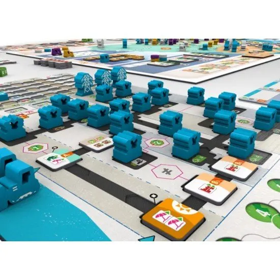 Pampero board game cover showing wind turbines and energy infrastructure on a map of Uruguay