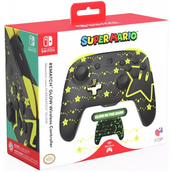 PDP Switch REMATCH GLOW Wireless Controller - Mario Stars