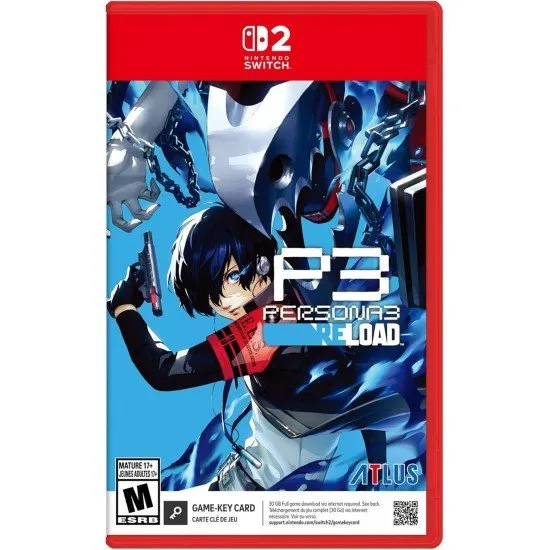 Persona 3 Reload Switch 2 The box art for Persona 3 Reload on Nintendo Switch 2, showing the protagonist wielding an Evoker, surrounded by his SEES teammates.