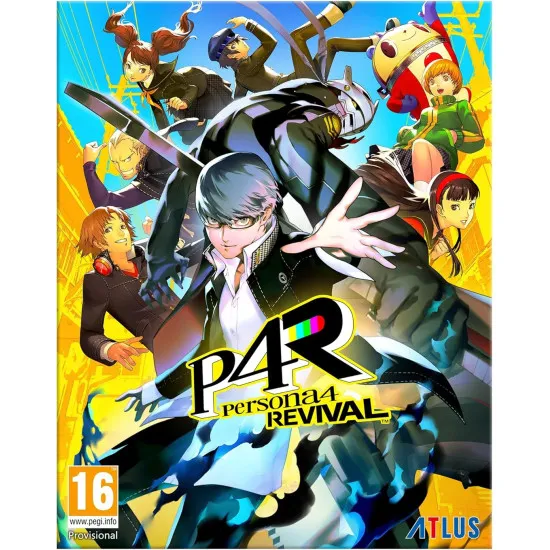 A PC game case display showing a striking yellow aesthetic filled with televisions, character silhouettes, and glasses-wearing anime heroes