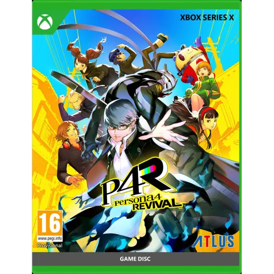 An Xbox Series X game case displaying a stylized yellow and black anime artwork of high school students standing before a foggy landscape with static TV screens