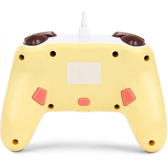 Bright yellow Nintendo Switch controller featuring Pikachu and blue electric bolt patterns