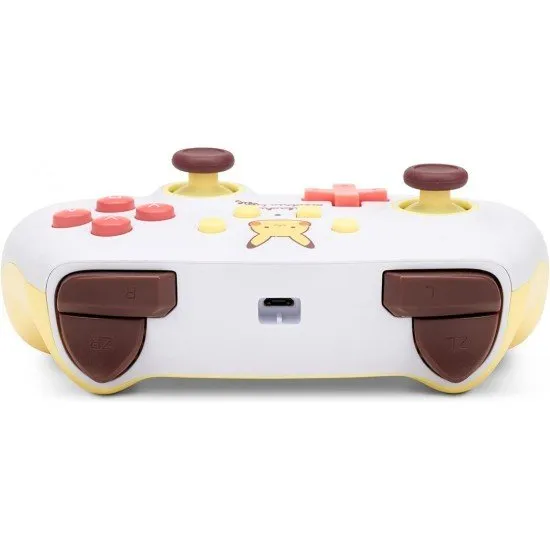 Bright yellow Nintendo Switch controller featuring Pikachu and blue electric bolt patterns