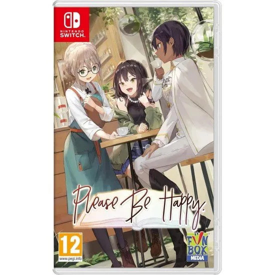 Two female characters sharing a drink at a café with a view of a floating city in the background