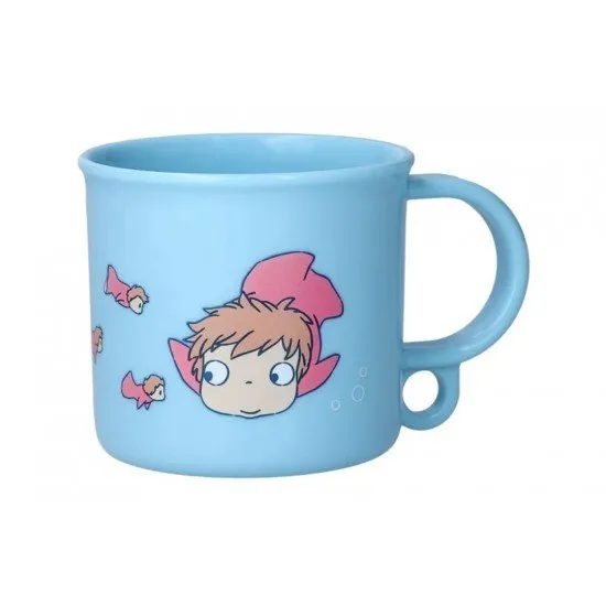 Ponyo on the Cliff Plastic Mug showing characters like Ponyo and Mei from the Studio Ghibli movie