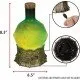 A glowing green potion bottle shaped like a d20 die sitting atop a detailed stone-coloured castle base with swirling mist inside