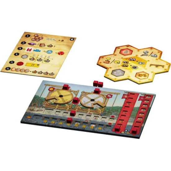 Praga Caput Regni board game box featuring medieval Prague cityscape artwork with King Charles and construction project illustrations
