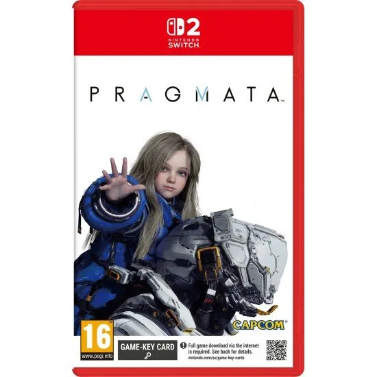Pragmata Switch 2 game cover showing Hugh and Diana standing in a synthetic forest