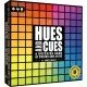 The box art for the Hues and Cues board game, featuring a colorful grid of hues with game pieces on it.