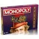 The box art for the Monopoly: Willy Wonka & the Chocolate Factory board game, featuring Gene Wilder as Willy Wonka and the game's unique tokens.