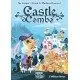 The box art for the Castle Combo board game, showing character cards arranged in a 3x3 grid, along with coins, keys, and other game components.