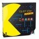 The box art for the Quoridor: PAC-MAN board game, showing wooden pawns of PAC-MAN and the ghosts on a wooden maze board.