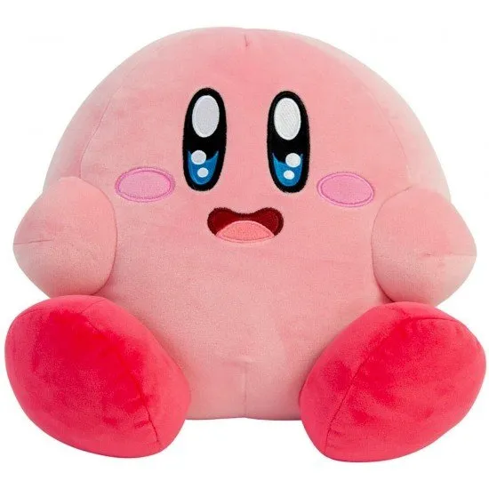 A large, mega-sized Kirby plush from the Club Mocchi Mocchi Dream Buffet collection, with a unique squishy texture.