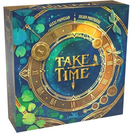 Take Time board game box showing a central clock and numbered cards