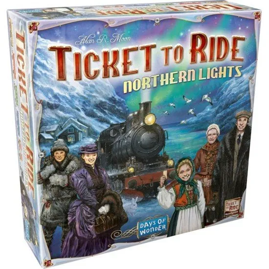 Ticket to Ride Northern Lights Days of Wonder Standalone Game Ticket to Ride Northern Lights board game box art showing a map of Scandinavia with train routes crossing fjords and cities
