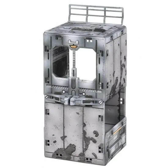 Halo Flashpoint Outpost Terrain Mantic Games Accessory Halo Flashpoint Outpost Buildable Terrain Set box art showing assembled modular plastic terrain pieces resembling a UNSC facility on a tabletop