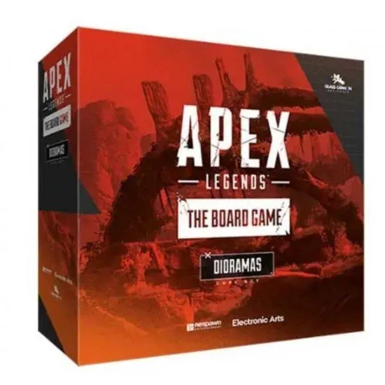 Apex Legends The Board Game Dioramas Core Box Glass Cannon Unplugged Apex Legends The Board Game Dioramas Core Box set showing the plastic dioramas for the six core legends