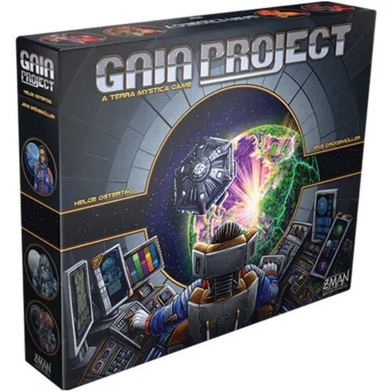 Gaia Project board game box art showing various alien factions terraforming planets in a deep space setting