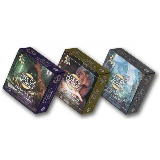 The Story Engine Creative Worldbuilding Expansion Set featuring Culture Keyholes, Lore Fragments, and Adventure Prompts decks