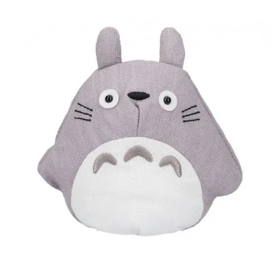 Big Totoro beanbag plush in grey with a unique Japanese style fabric texture and leaf on head