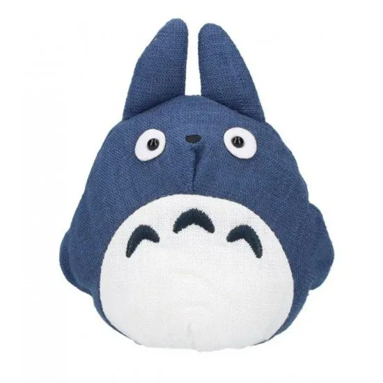 Medium Blue Totoro beanbag plush with a unique Japanese style fabric texture and white chest markings