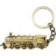 Antique brass Ticket to Ride train keyring featuring a detailed steam locomotive design