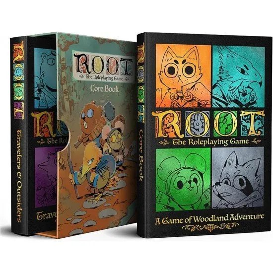 A premium foil-stamped hard slipcase containing two hardcover books with vibrant woodland animal illustrations by Kyle Ferrin