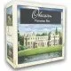 A large, elegantly designed board game storage box with embossed Victorian-style architectural art on the lid