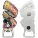 A sturdy metal bottle opener shaped with Mad Moxxi's signature top hat and heart motif from the Borderlands video game series
