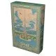 An Earthborne Rangers expansion card box featuring beautiful eco-fantasy artwork of a thriving, verdant valley community surrounding a large spire structure