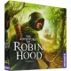 Box art for The Adventures of Robin Hood board game featuring Robin Hood and his allies in Sherwood Forest