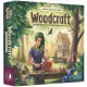 Box art for Woodcraft board game showing forest folk crafting wooden items in a woodland workshop