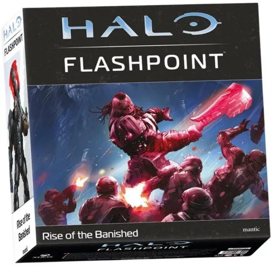 Halo Flashpoint Rise of the Banished expansion box showing the limited edition Atriox model leading Jiralhanae and Sangheili forces