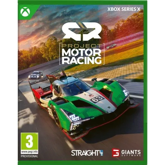 The box art for the game Project Motor Racing on Xbox Series X, showing a high-performance race car speeding down a track.