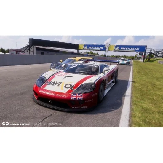 The box art for the game Project Motor Racing on PS5, showing a high-performance race car speeding down a track.