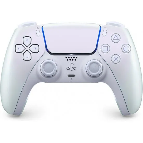PS5 DualSense Controller in Chroma Pearl finish, showing the iridescent pink and cream colors shifting in the light