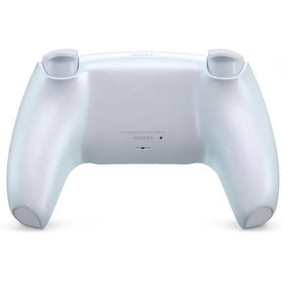 PS5 DualSense Controller in Chroma Pearl finish, showing the iridescent pink and cream colors shifting in the light