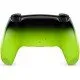 The DualSense Wireless Controller in Remix Green, featuring a vibrant neon green and black two-tone design with a glossy finish.