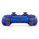 A PlayStation 5 DualSense controller with a shifting metallic finish that transitions between deep blue and royal purple