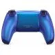 A PlayStation 5 DualSense controller with a shifting metallic finish that transitions between deep blue and royal purple