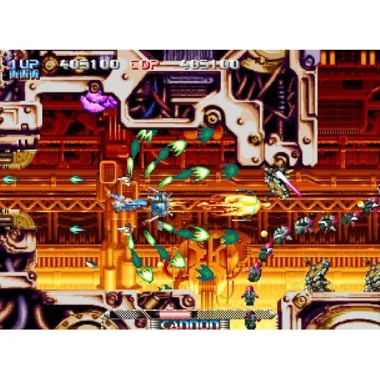 A sleek starfighter navigating through a dense field of alien enemies and massive bosses in deep space