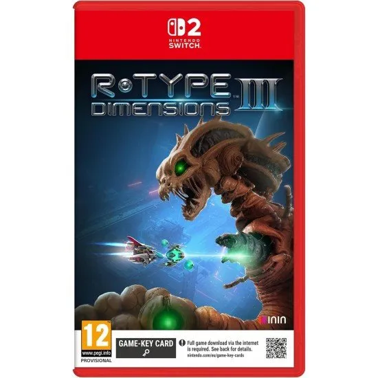 The R-90 Ragnarok fighter ship weaving through bio-mechanical obstacles and firing a beam at a giant alien boss