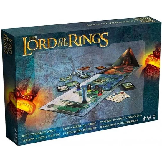 Lord of the Rings Race to Mount Doom Strategy Game The Lord of the Rings Race to Mount Doom game box showing members of the Fellowship and Sauron's gaze over Middle-earth