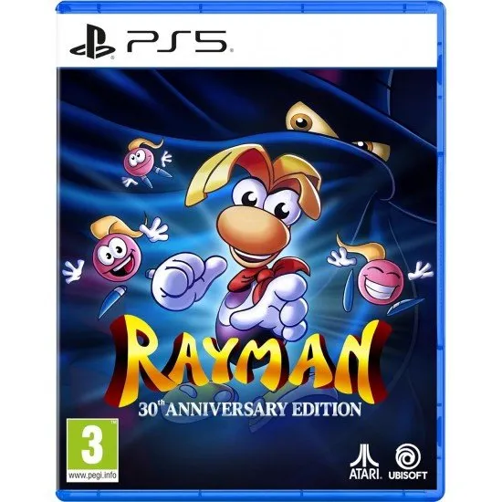 Rayman 30th Anniversary Edition PS5 cover featuring Rayman in the Dream Forest with Electoons