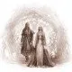 The cover of the hardback RPG supplement, The One Ring: Realms of the Three Rings, featuring intricate illustrations of elves and elven realms.